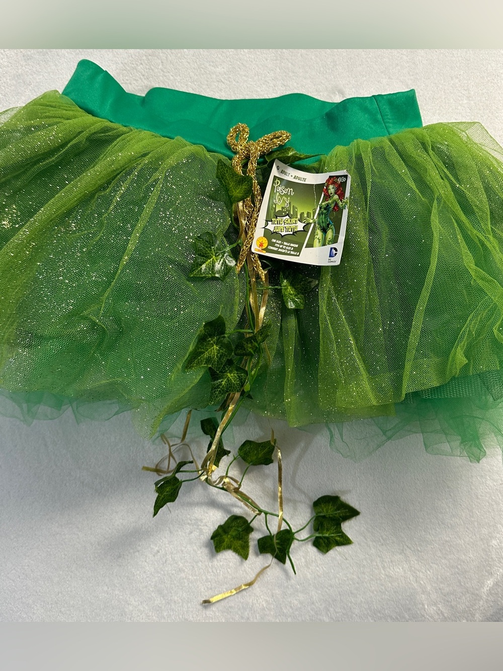 DC COMICS S15 women's green botanical sparkly tutu skirt costume, OS. NWT.